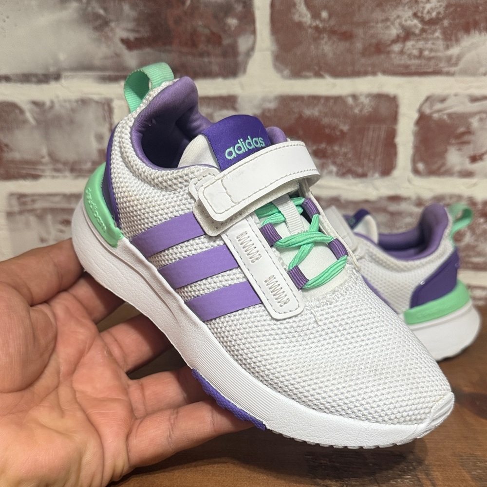 Adidas Racer TR2 ‘White Violet Fusion’ Kids Sneakers Sz 11K